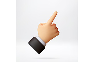 3D hand showing pointing gesture., an Object Illustration by Abscent