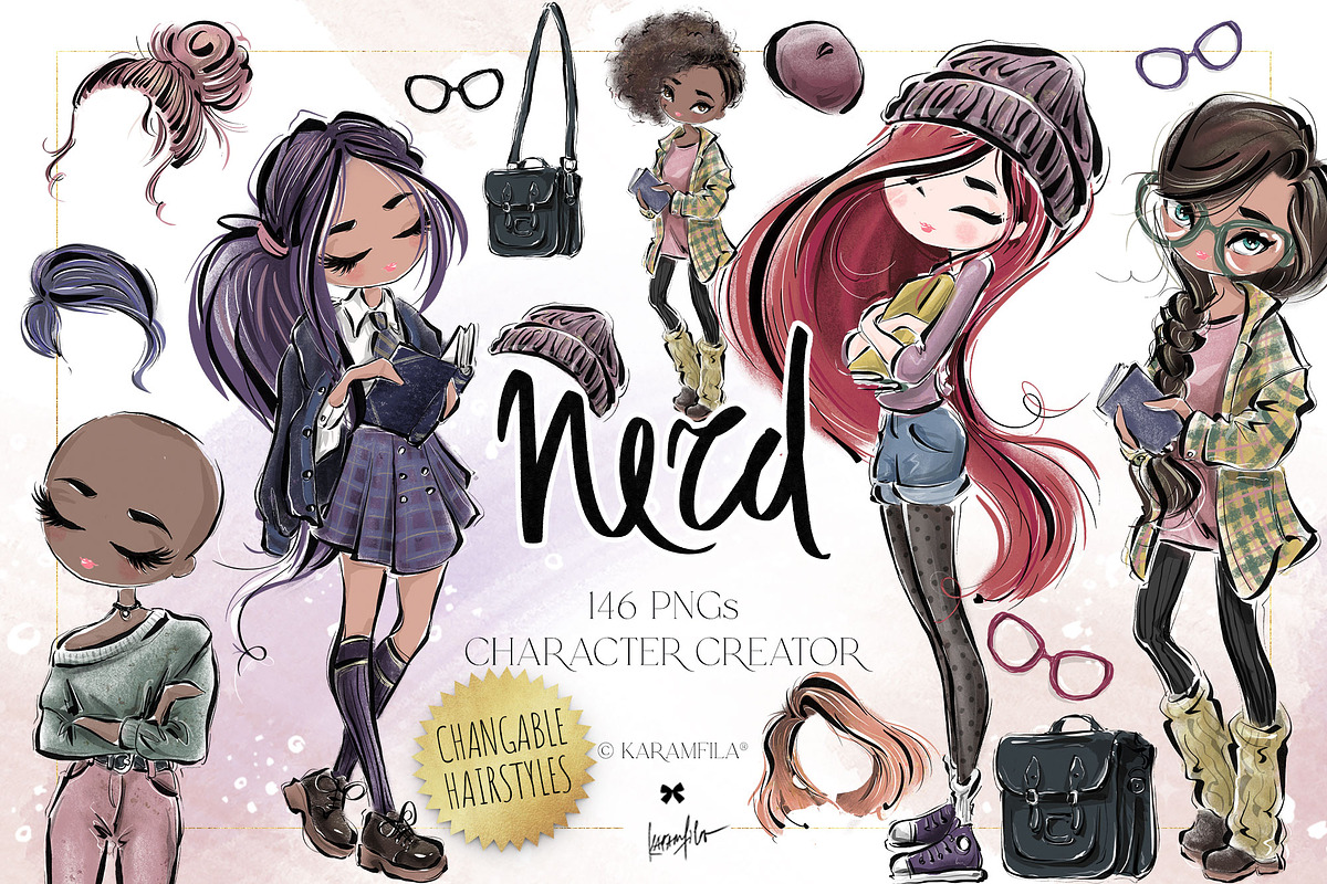 Nerd School Girls PNG Avatar Creator, a Person Illustration by KaramfilaS (Photo 1 of 12)