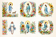 Floral Jesus Collection Clipart, an Illustration by DreamArtGraphic (Thumbnail 3 of 4)