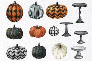 Watercolor Halloween Pumpkin Clipart