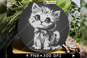 Cute Cat Fluffy Kitten Ribbon Bow, a Background Graphic by LaseredNinja (Thumbnail 6 of 7)