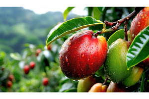 Fresh vibrant red and green mangos, a Nature Photo by Igor Tichonow