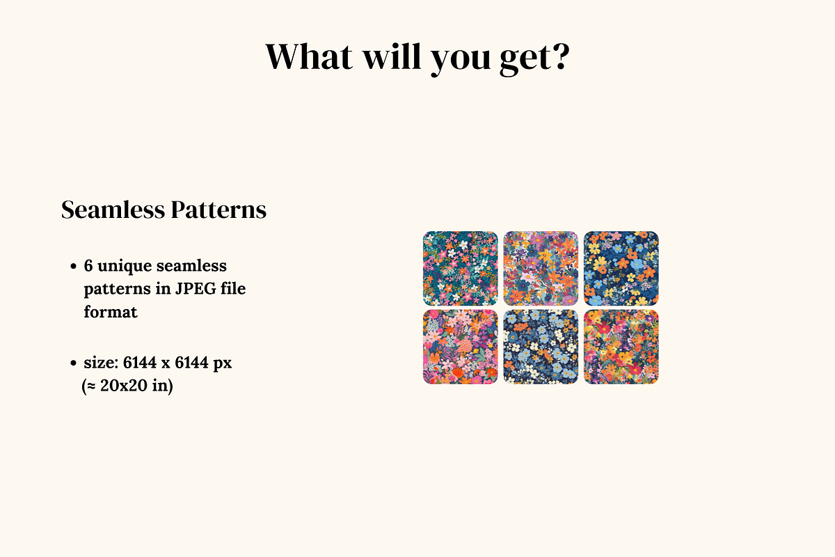 6 Whimsical Floral Seamless Patterns, a Pattern Graphic by Ninterints (Photo 2 of 14)