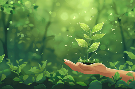 A nurturing hand cradles a young sap, a Photo by LOGOCREATIVE