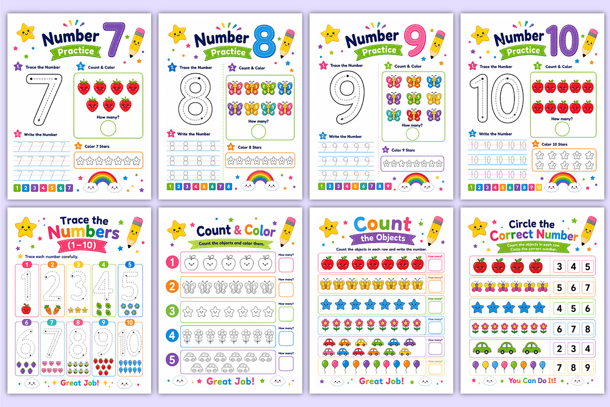 Number Learning Workbook | Math, a Stationery Template by Mustafiz (Photo 3 of 5)