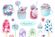 Sweet dessert watercolor set, a Food Illustration by MariArtySpace (Thumbnail 2 of 8)