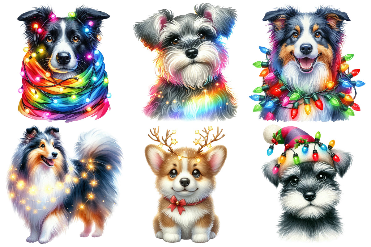 Christmas Dog with Lights Clipart, an Illustration by Pixels.Craft (Photo 5 of 6)