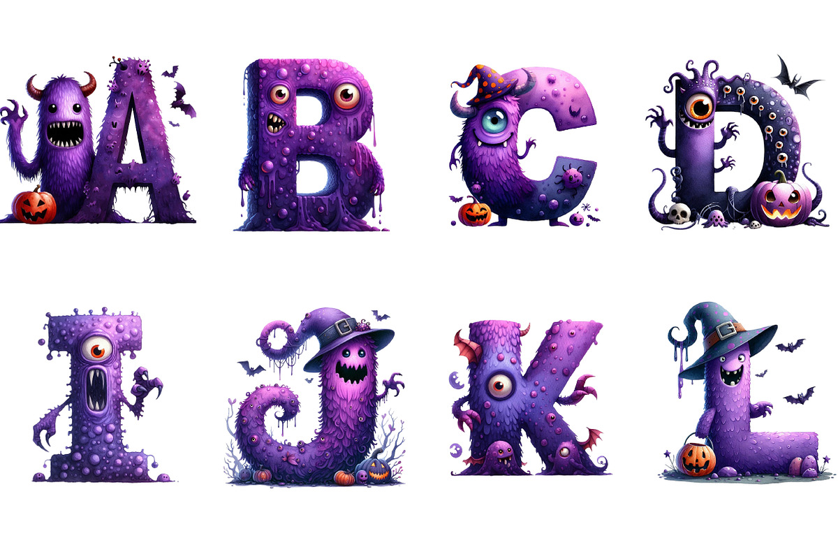 Purple Halloween Monster Alphabet, an Illustration by DreamArtGraphic (Photo 4 of 5)