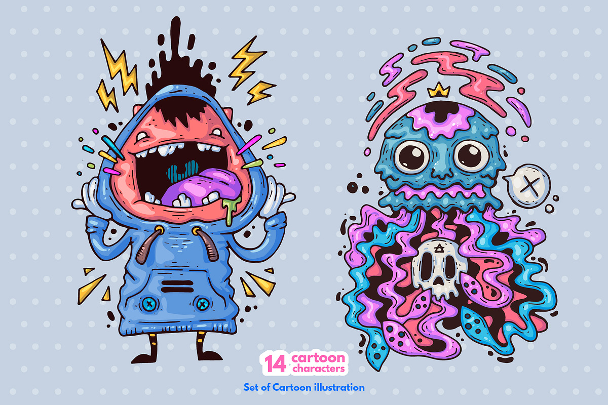 14 Different Cartoon Characters, a Technology Illustration by Andrew_Derr