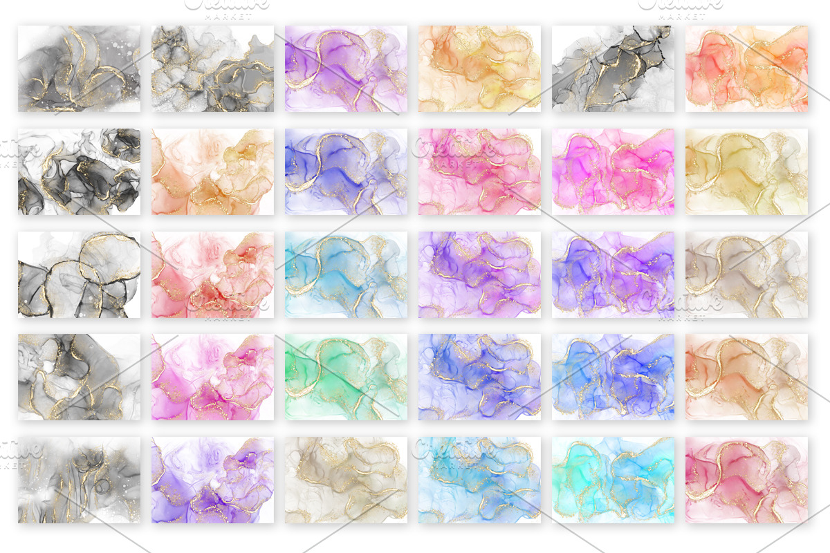 Gold Alcohol Ink Collection, a Background Graphic by JT Digital Studio (Photo 5 of 9)