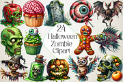 Halloween Zombie Watercolor Clipart, an Illustration by DreamPrint404 (Thumbnail 1 of 5)