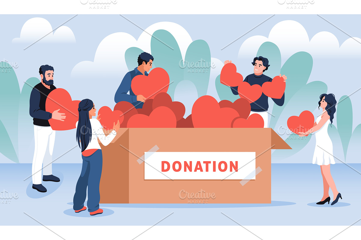 Donation hearts. Volunteering and, a Person Illustration by YummyBuum