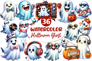 Funny Retro Halloween Ghost Clipart, an Illustration by Dream Creation