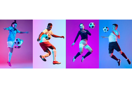 Collage with dynamic portraits of