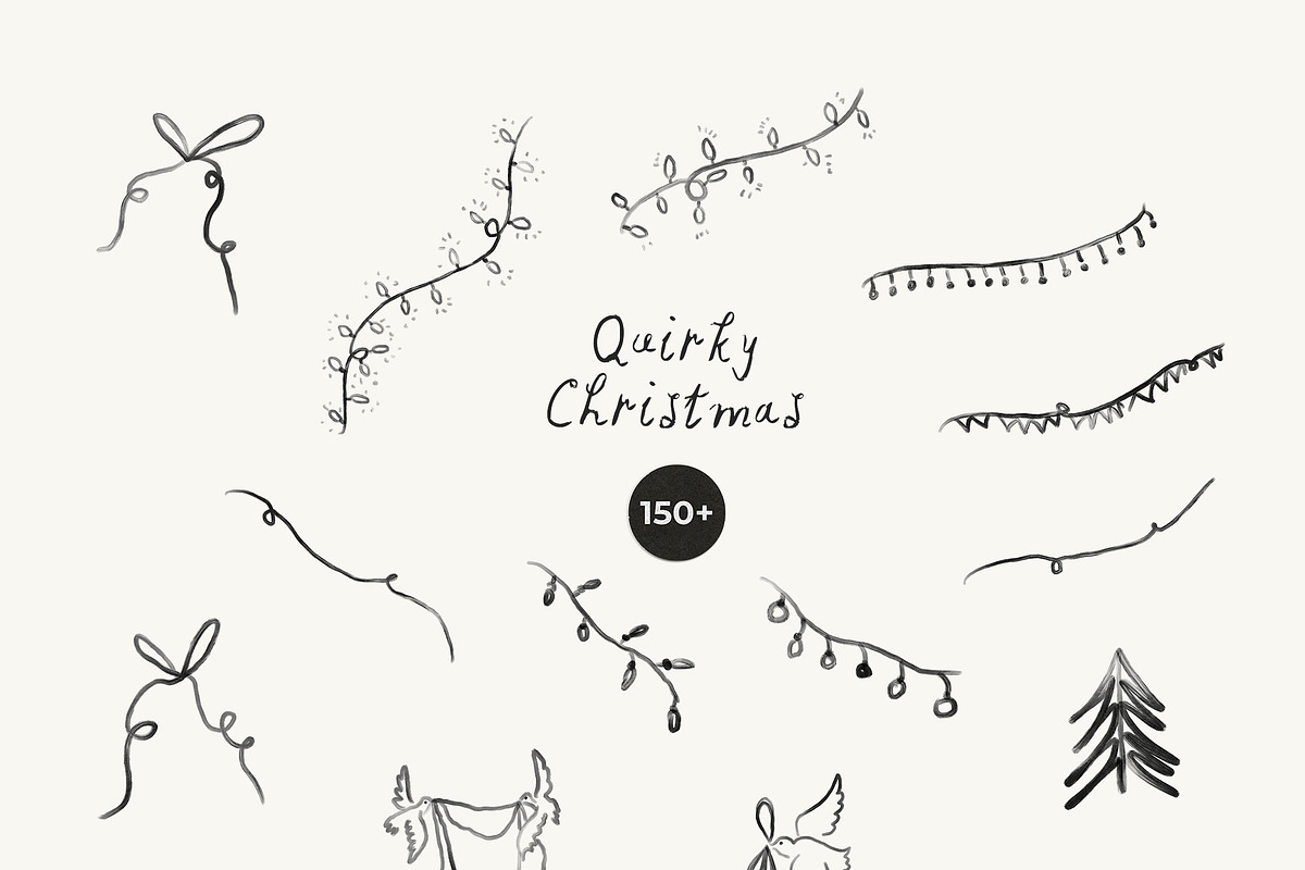 Quirky Christmas Line Drawings, an Object Graphic by Lana Elanor (Photo 9 of 12)
