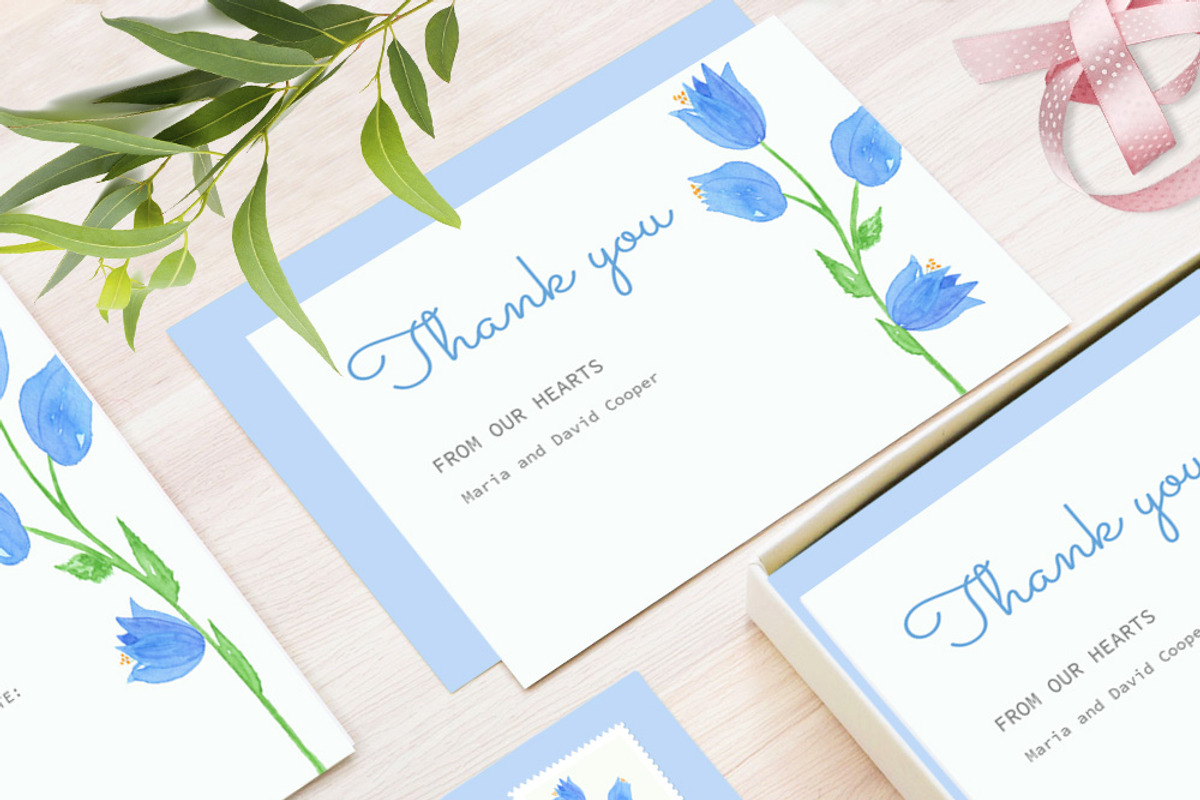 Bellflower Watercolor Wedding Suite, a Stationery Template by Love Design (Photo 7 of 15)