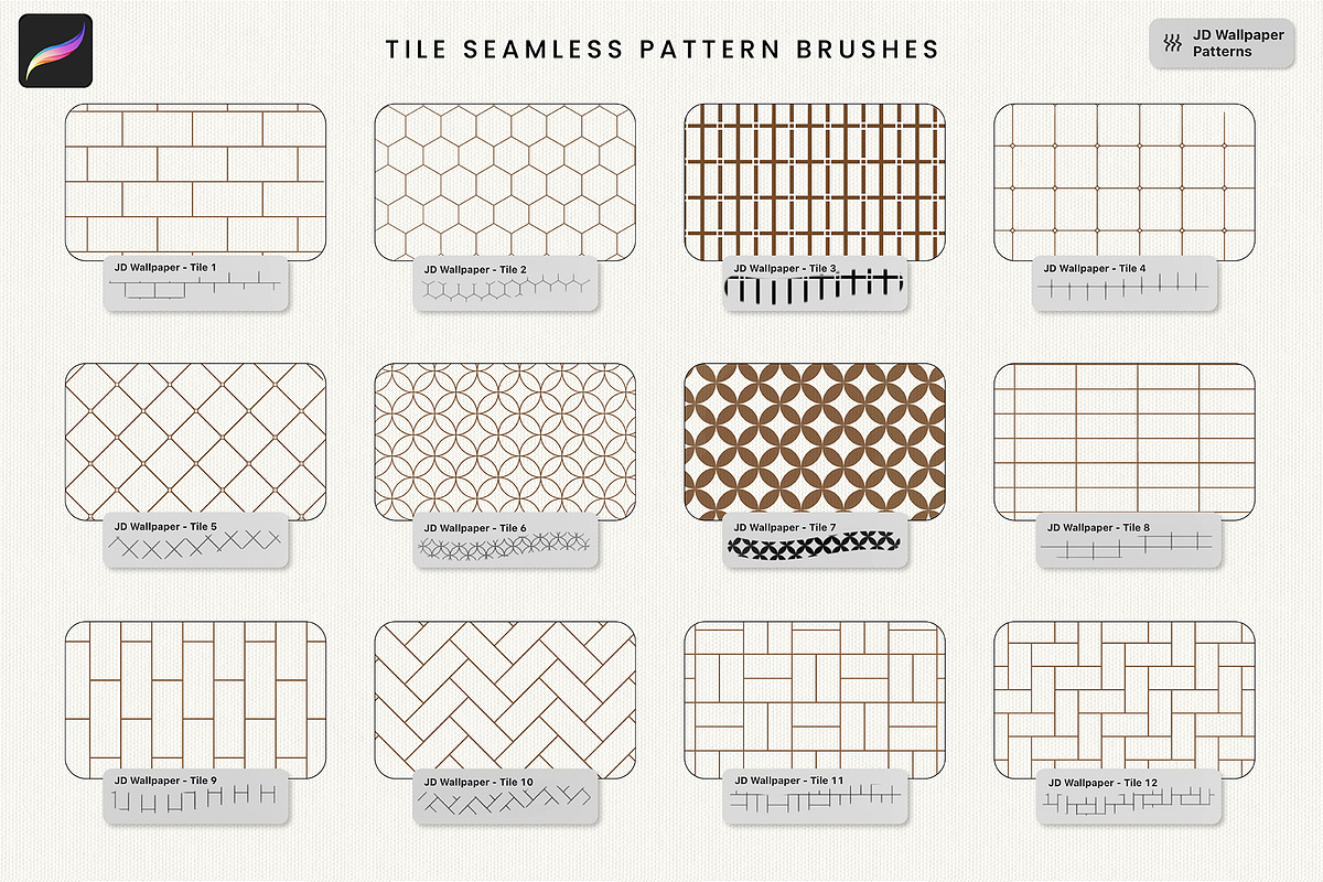Wallpaper Pattern Procreate Brushes, a Brush Add-On by Julia Dreams (Photo 6 of 8)