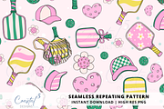 Pickleball Seamless Pattern, a Pattern Graphic by Coastal 5 Designs (Thumbnail 1 of 3)