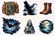 Watercolor Halloween Spooky Clipart, an Illustration by CreationArt (Thumbnail 5 of 6)