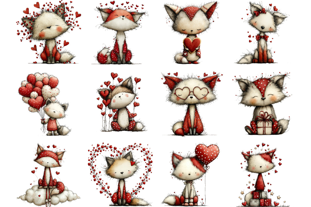 Valentine Fox Clipart, an Illustration by Designking (Photo 3 of 5)