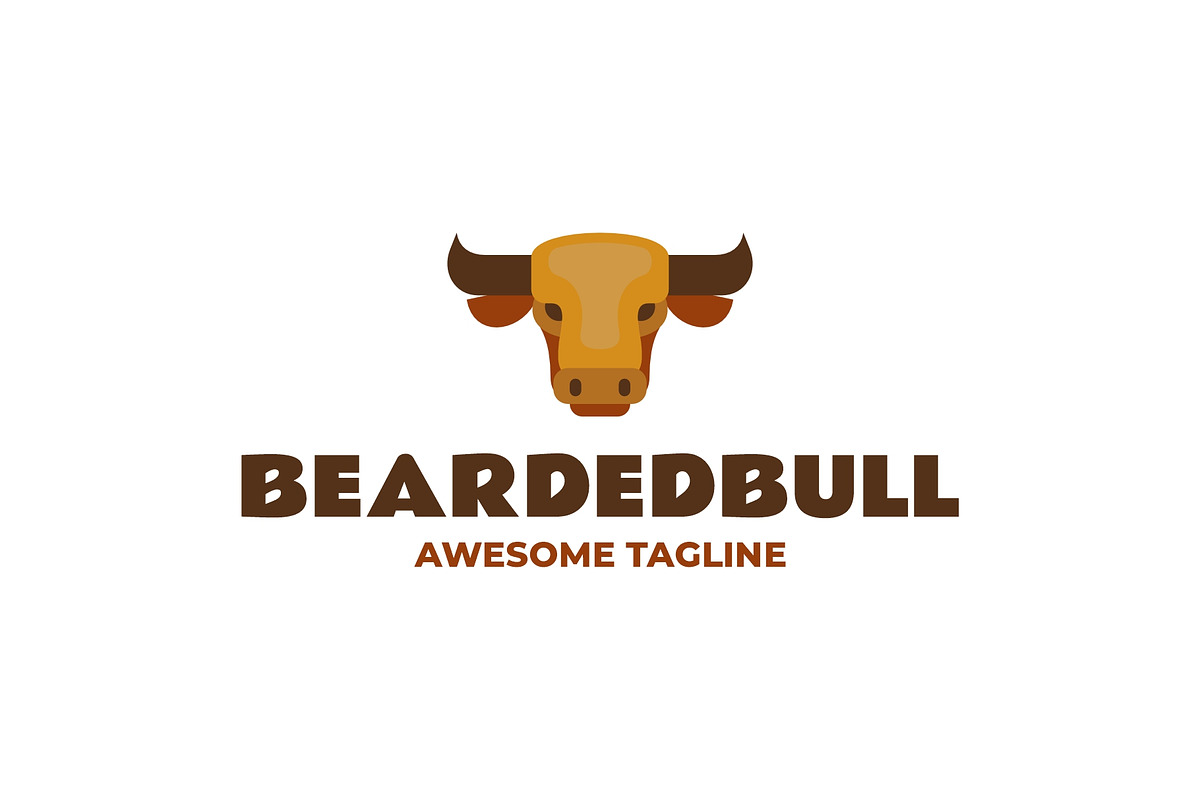 Beardebull Simple Mascot Logo, a Branding & Logo Template by Artnivora.Std