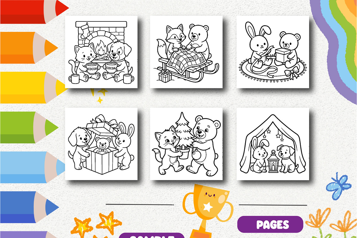 Christmas Cozy Friend Coloring, a Seasonal Illustration by Design Zone (Photo 3 of 5)