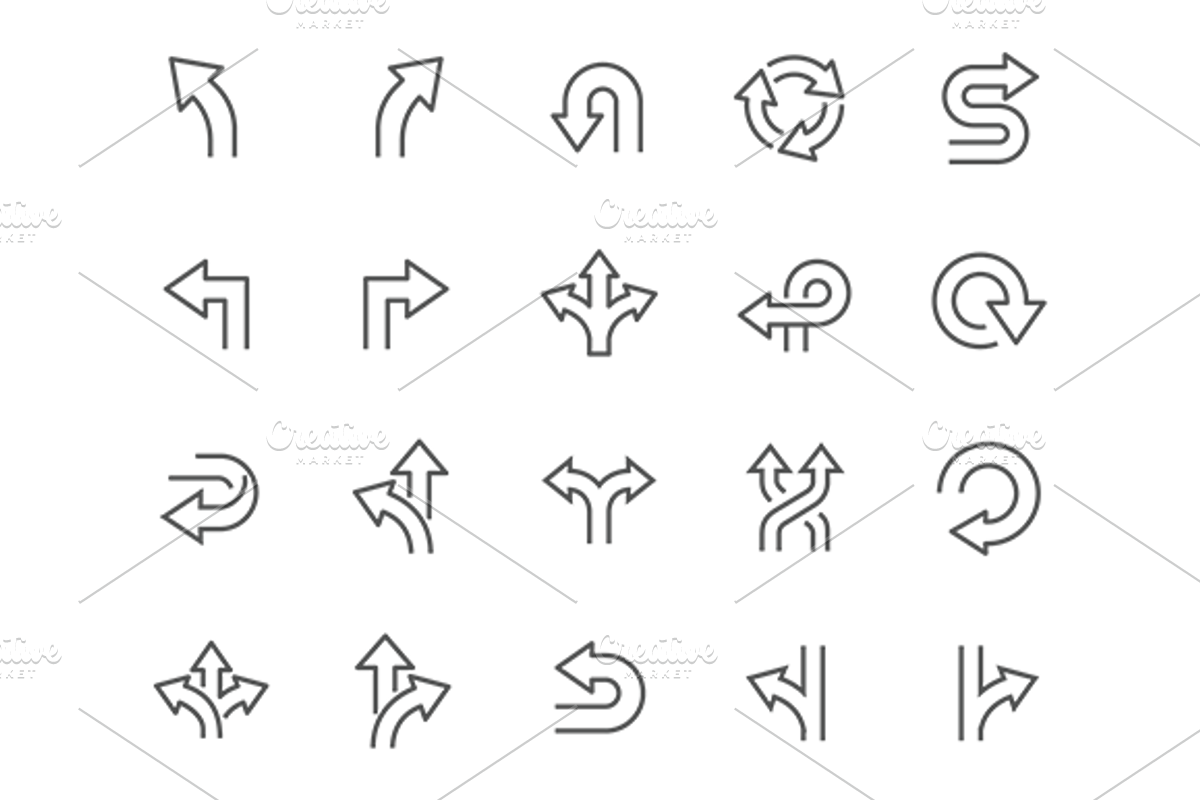 Line Direction Icons, an Outline Icon by Davooda