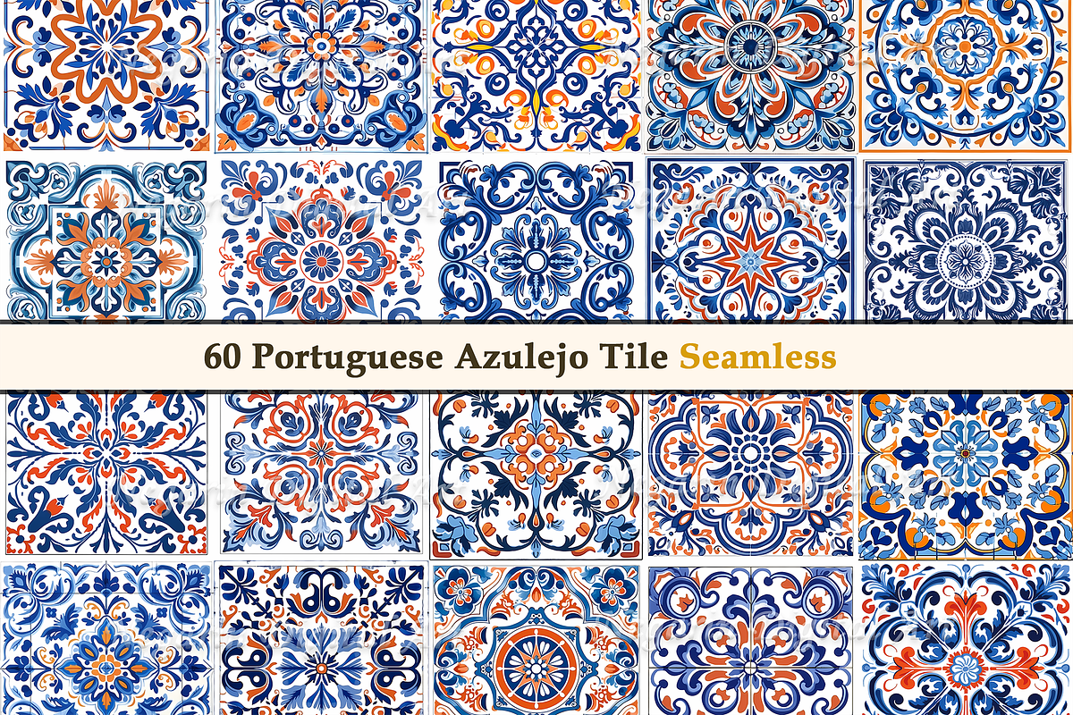 Portuguese Azulejo Pattern Tile V2, a Pattern Graphic by Negarin Digital Art (Photo 4 of 8)