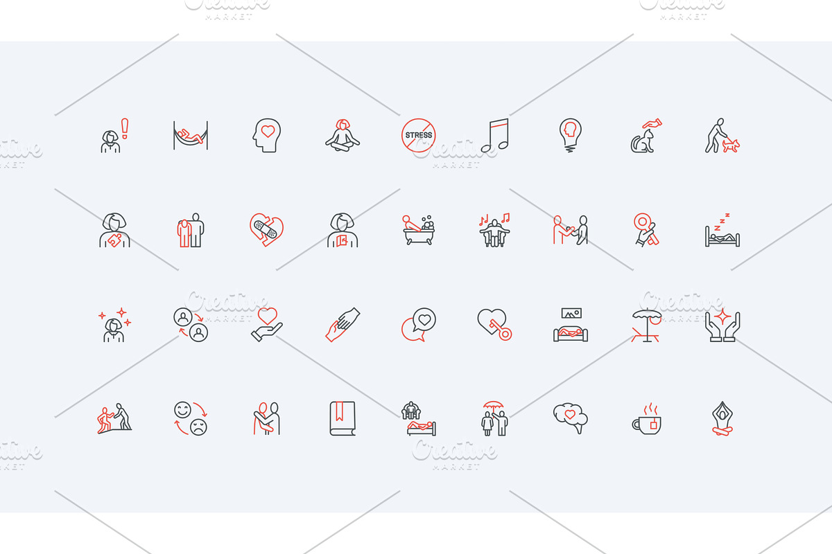 Support self assistance stress icons, an Object Illustration by Lemberg Vector