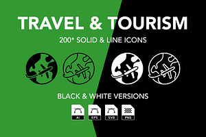 200 Travel and Tourism Icon Set, an Icon by Genestro Shop