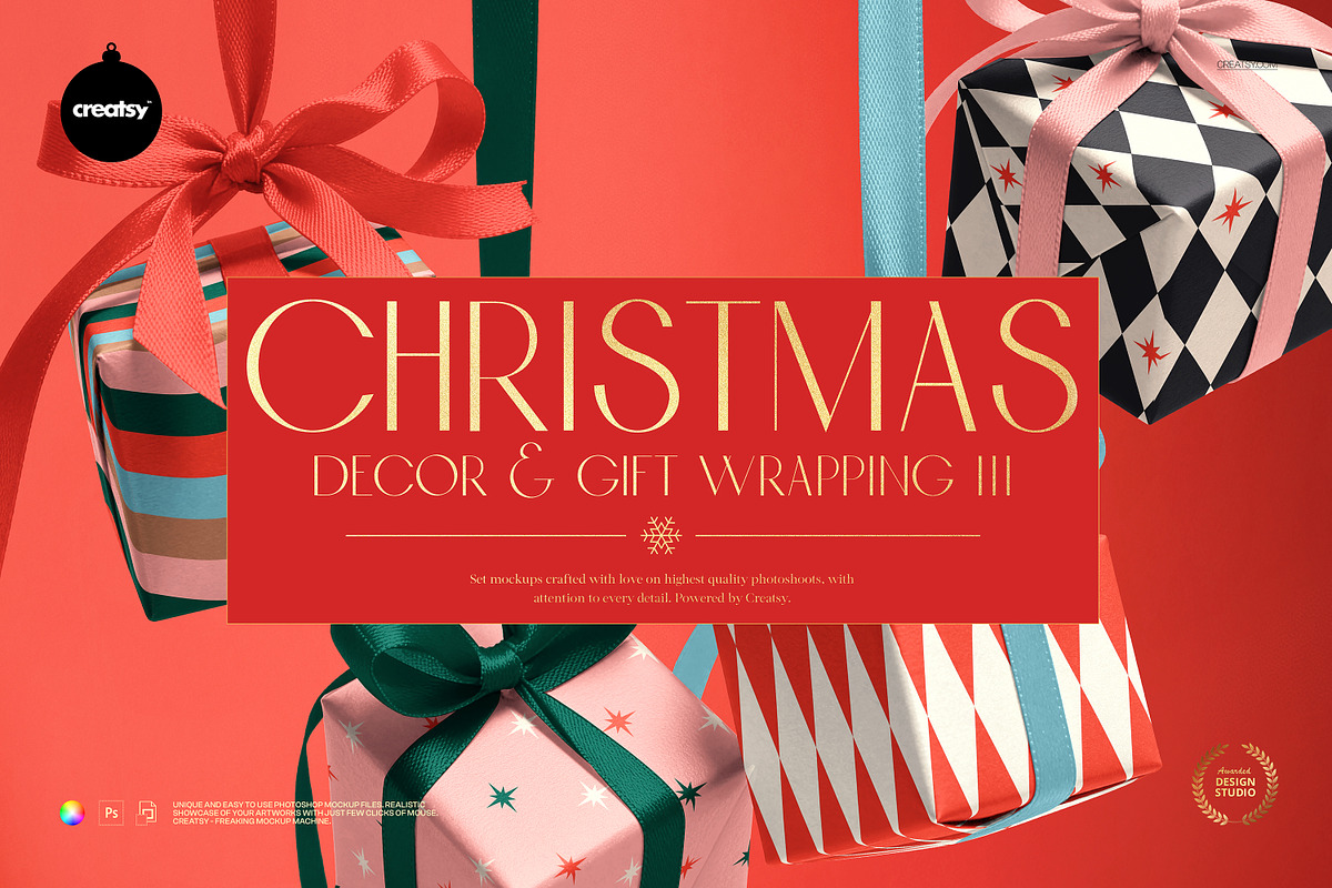 Christmas Decor & Wrapping Mockup, a Packaging Mockup by creatsy5 (Photo 1 of 35)