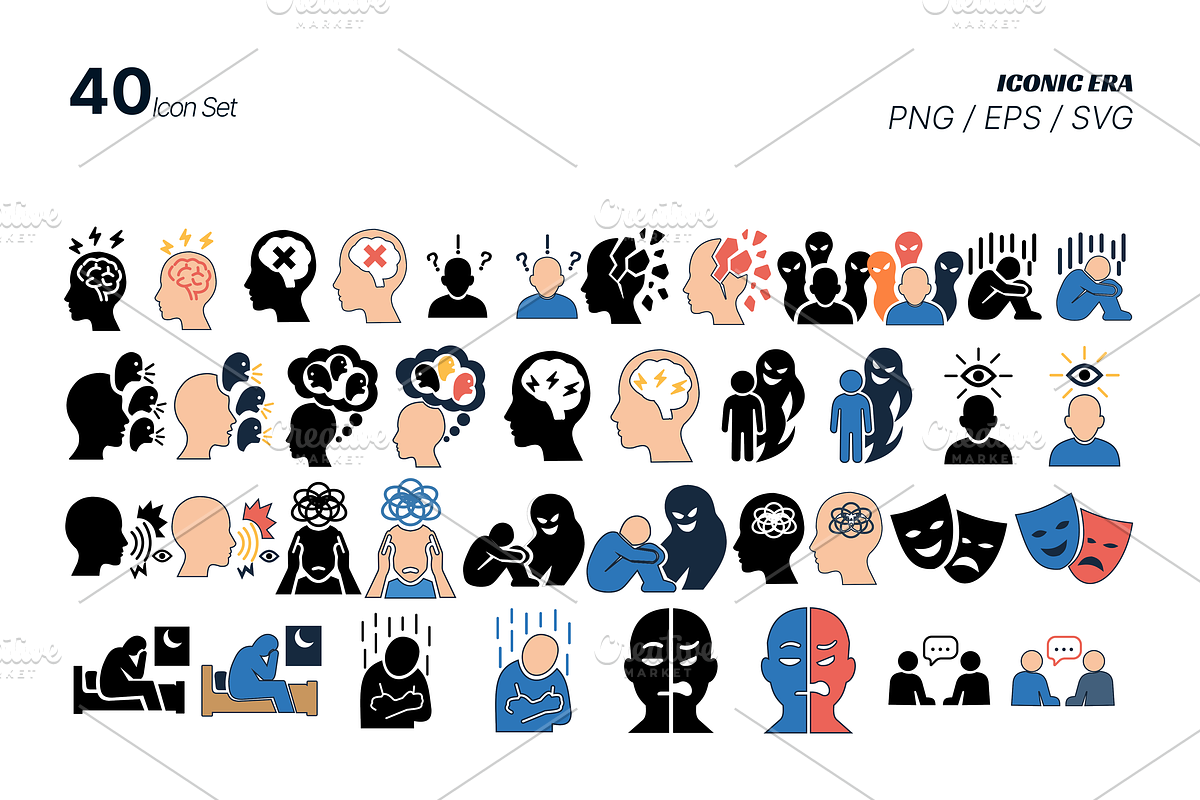 40 Psychotic Disorders Icon Set, a Healthcare Illustration by Iconic Era (Photo 3 of 3)