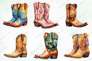 Western Boots Watercolor Clipart, an Illustration by Creative Art (Thumbnail 2 of 10)