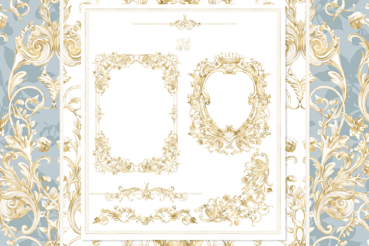 Gold Wedding Crest Watercolor Set, a Decorative Illustration by WonderWonder (Photo 2 of 9)