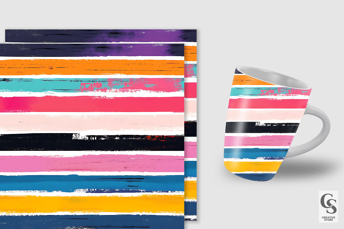 Colorful Painted Stripes Pattern, a Pattern Graphic by Creative Store (Photo 3 of 5)