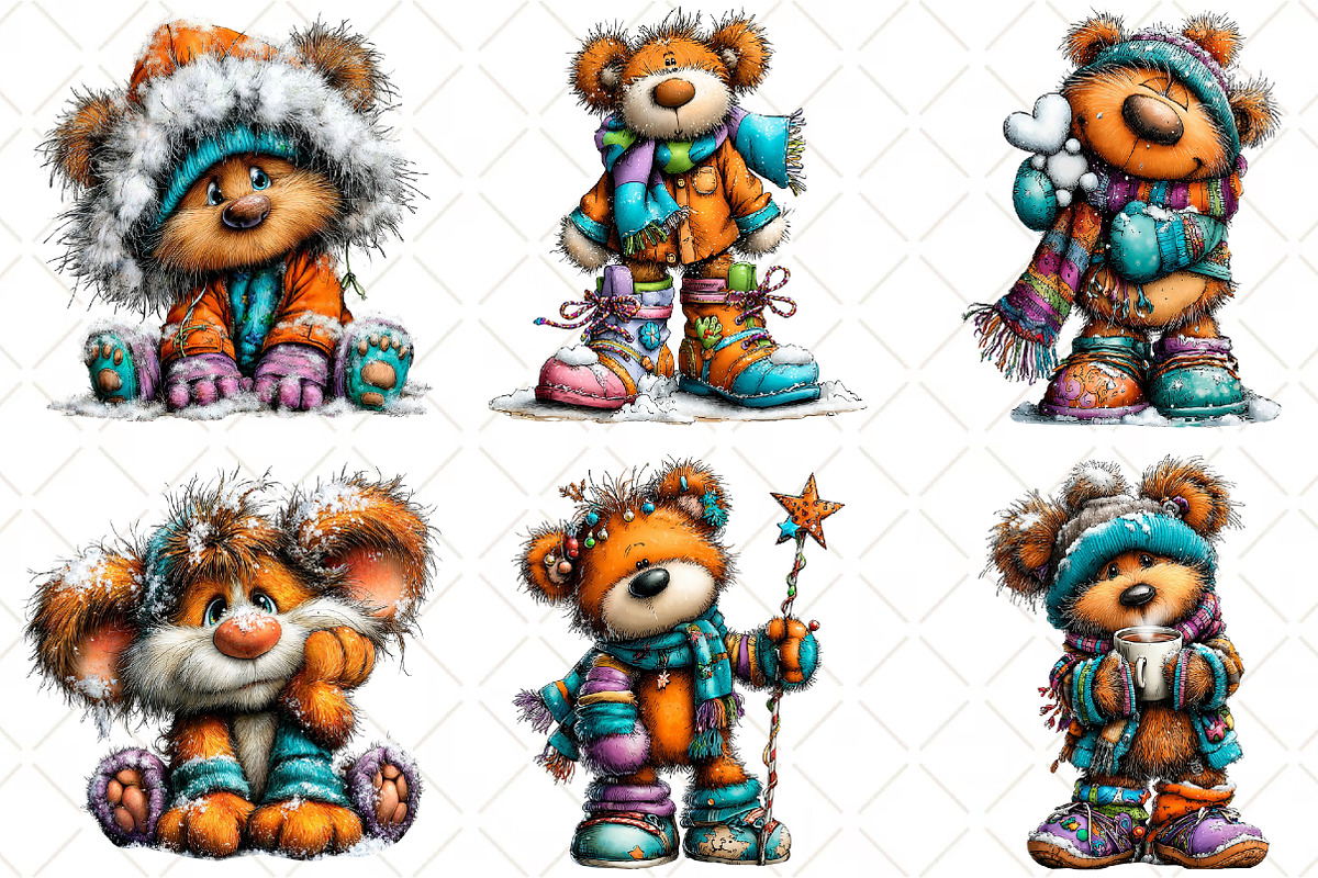 Whimsical Christmas Teddy Clipart PN, an Animal Illustration by Black Bird Studio (Photo 4 of 6)