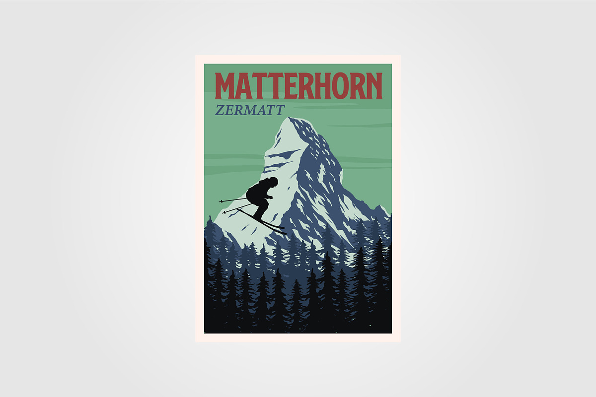 ski jumping at matterhorn mountain, an Illustration by lawoel