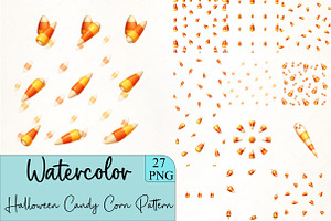Halloween Candy Corn Pattern Clipart, an Illustration by CrexoraLab