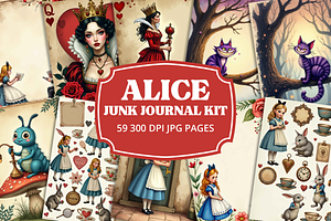 Alice in Wonderland Junk Journal Kit