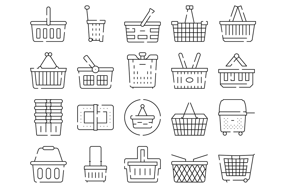 Shopping basket and cart line art, an Object Graphic by pikepicture (Photo 2 of 3)