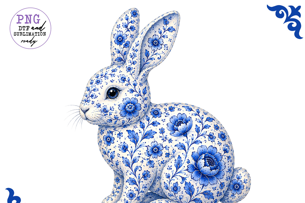Chinoiserie Blue Sea Animals Clipart, a Work Illustration by CreationArt (Photo 2 of 11)