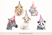 Animals in Party Hats Clipart, Cute, a Decorative Illustration by illuztrate (Thumbnail 6 of 8)