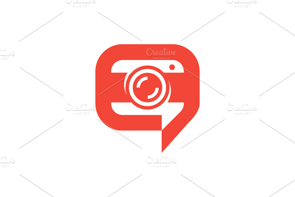 chat bubble camera logo, a Branding & Logo Template by Rasagama Studio