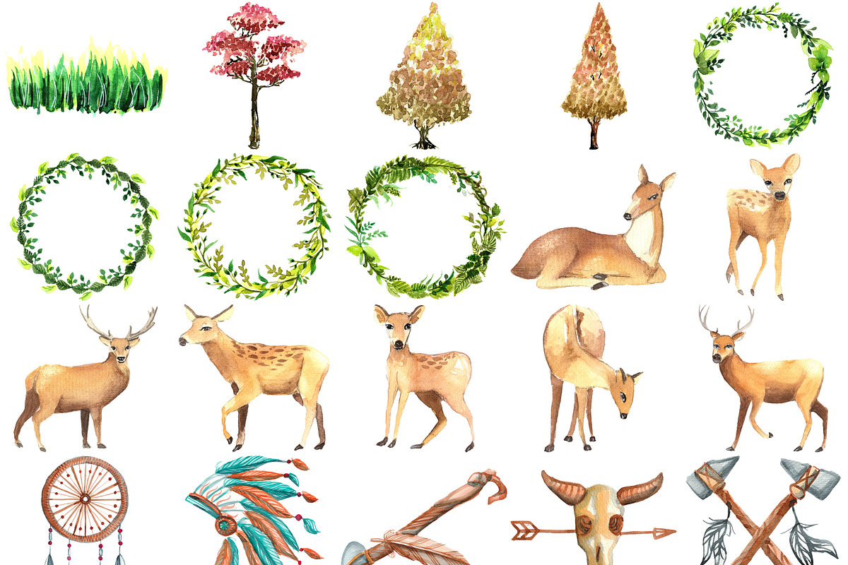 101 TRIBAL NATIVE AMERICAN CLIPART, an Illustration by LilyBoo Clipart (Photo 3 of 6)