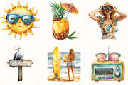 Watercolor Nautical Summer Clipart, an Illustration by OK Design (Thumbnail 2 of 5)