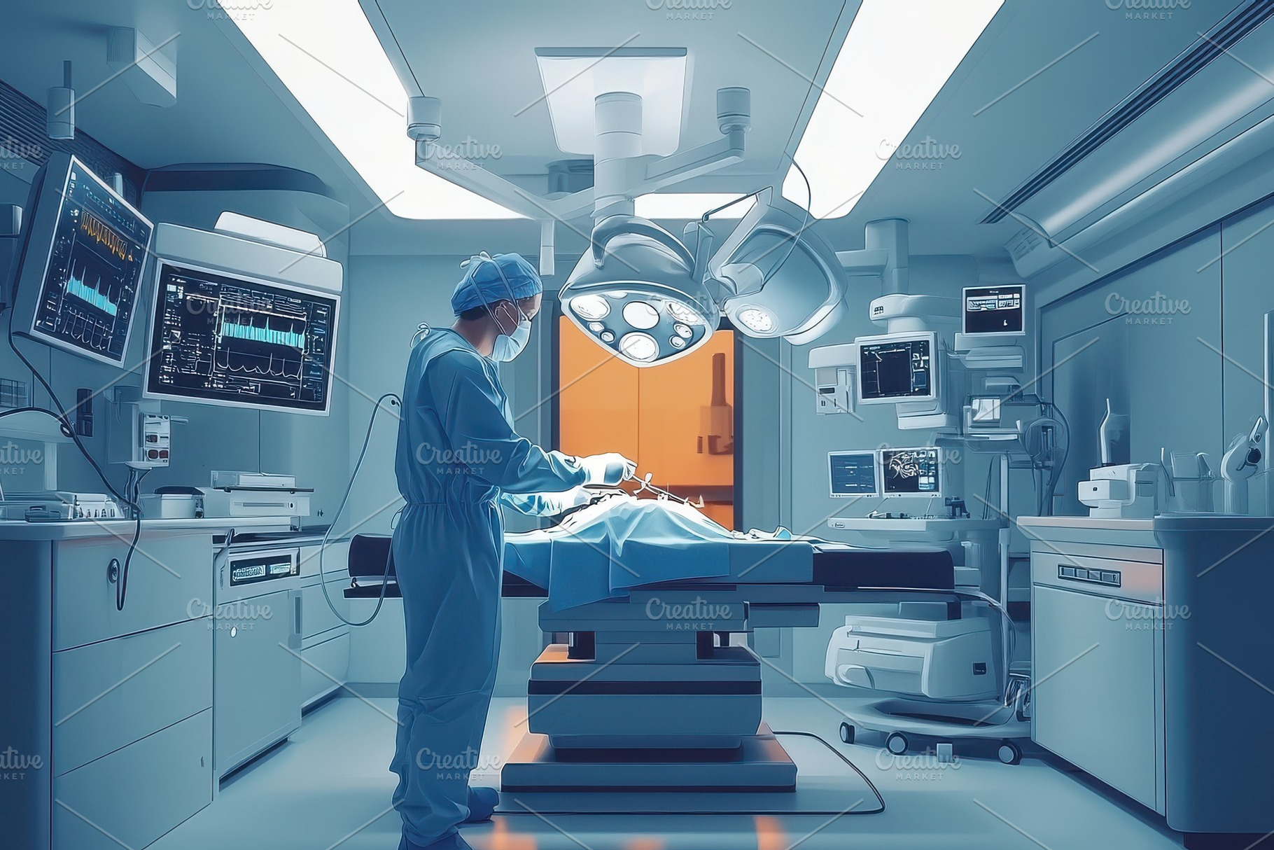 Surgeon performing procedure in ster, a Background Photo by Pixeness
