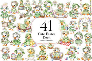 Cute Easter Duck PNG Clipart Kawaii., an Animal Illustration by KennedyStudio