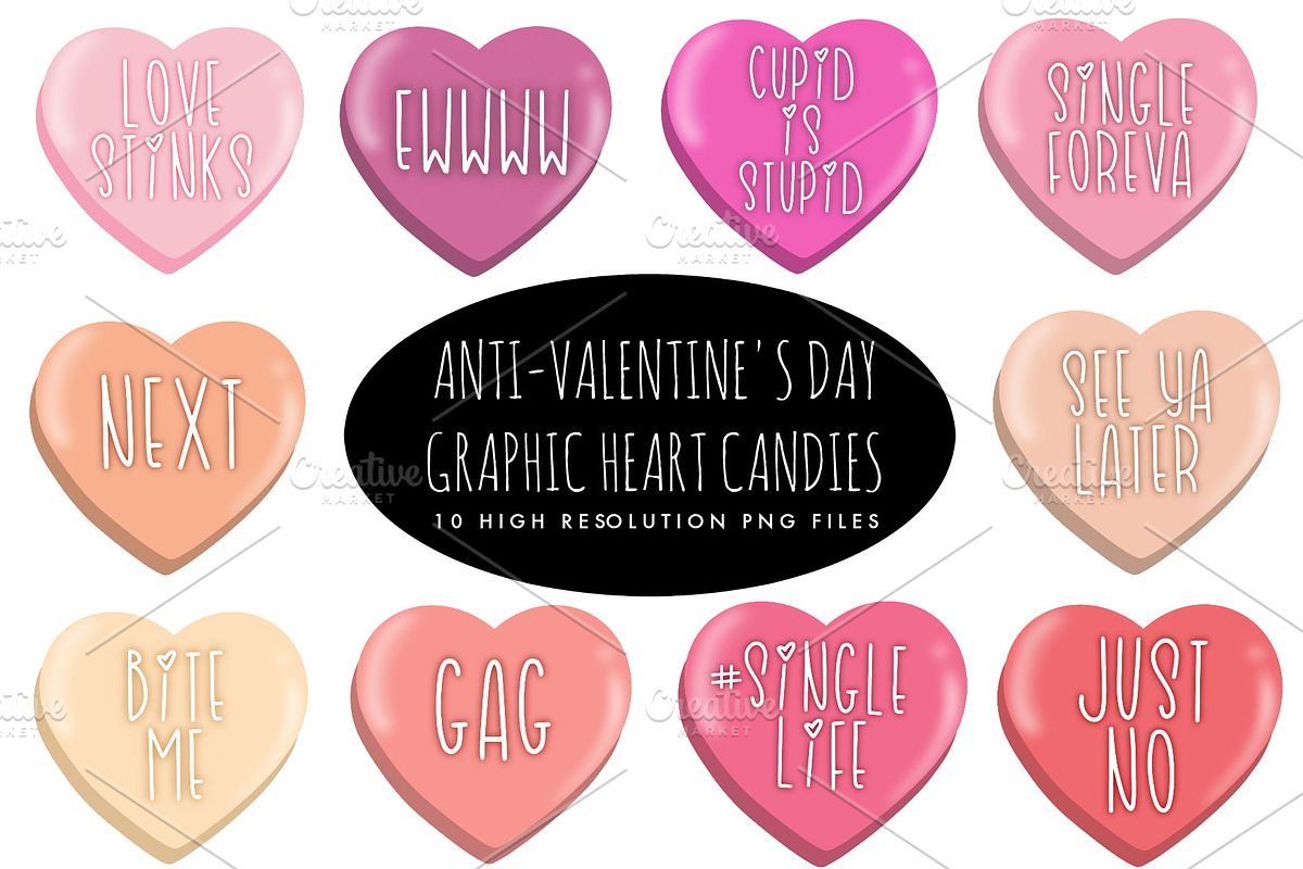 Anti-Valentine's Day Heart Candies, an Illustration by Elle P. Studio