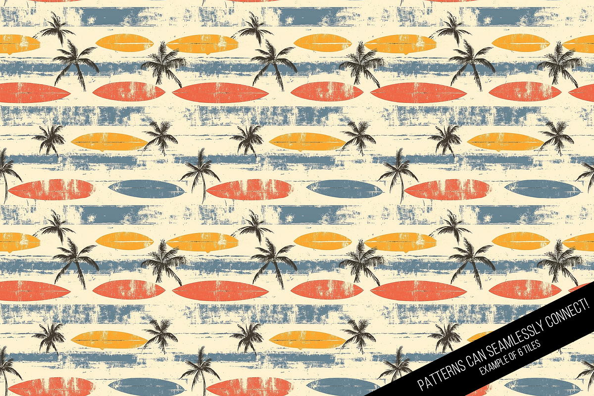 Retro Surfing Seamless Digital Paper, a Pattern Graphic by Chromolume Studio (Photo 9 of 15)