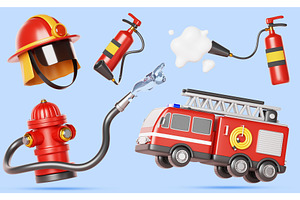 Firefighting equipment 3d render, an Object Illustration by Marozhkastudio